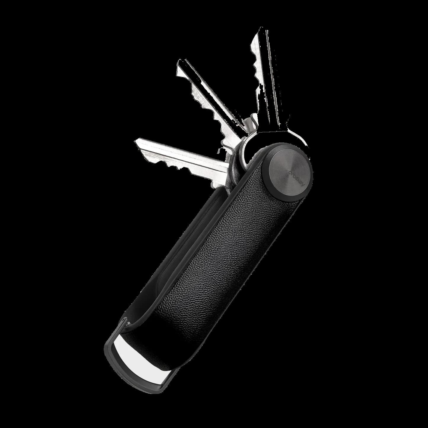Orbitkey Key Organiser nøkkelholder i skinn, svart med svarte sømmer
